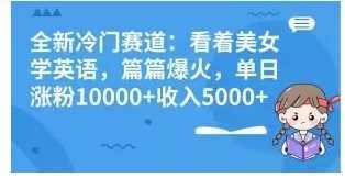 全新冷门赛道：看着美女学英语，篇篇爆火，单日涨粉10000+收入5000+