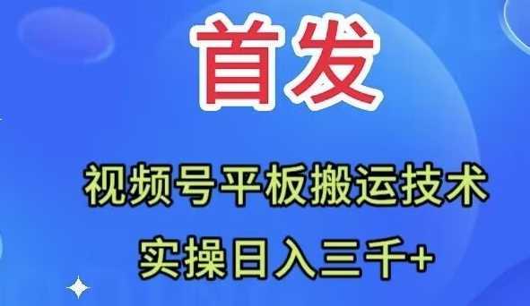 全网首发：视频号平板搬运技术，实操日入三千＋