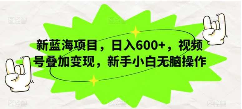新蓝海项目，日入600+，视频号叠加变现，新手小白无脑操作【揭秘】