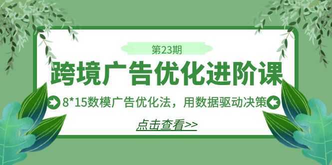 跨境广告·优化进阶课·第23期，8*15数模广告优化法，用数据驱动决策