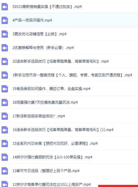拼多多新手运营从0-100单策划课程，从零起步到爆单详细教程