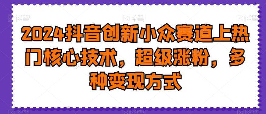 2024抖音创新小众赛道上热门核心技术，超级涨粉，多种变现方式【揭秘】