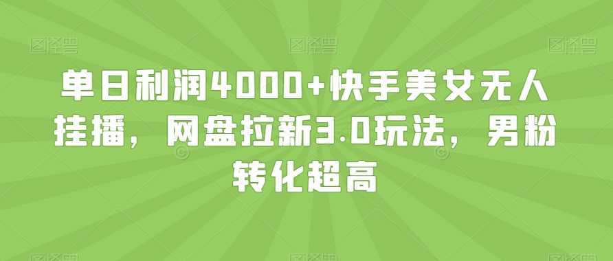 单日利润4000+快手美女无人挂播，网盘拉新3.0玩法，男粉转化超高【揭秘】