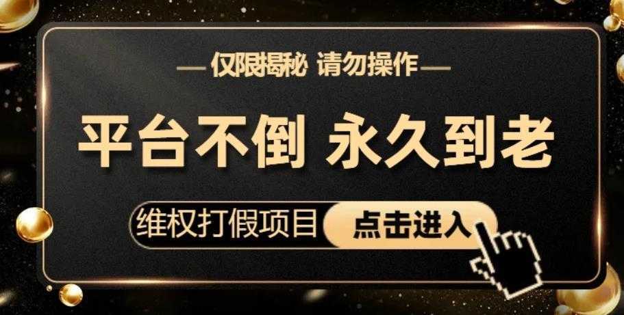 维权打假项目，电商平台不倒，项目长久到老，零投入，高回报，日入1000+
