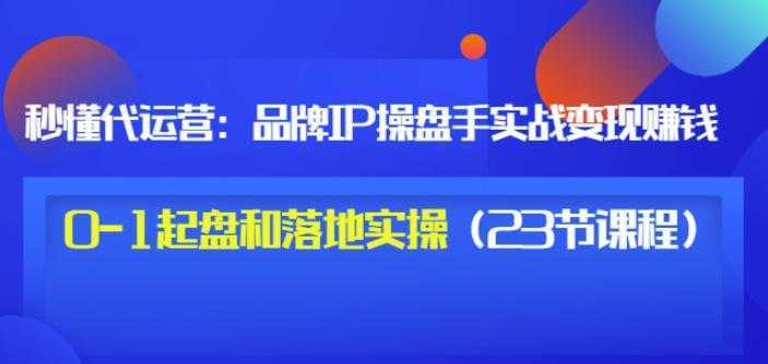 秒懂代运营：品牌IP操盘手实战赚钱，0-1起盘和落地实操价值199
