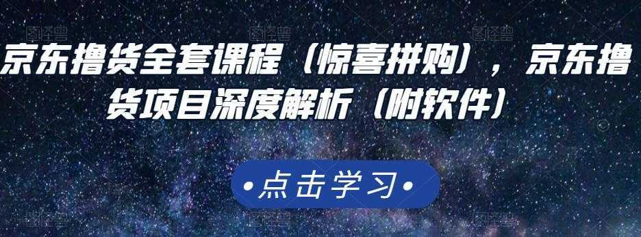 京东撸货全套课程，京东撸货项目深度解析