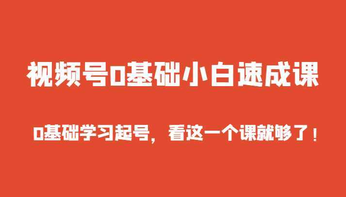 视频号0基础小白速成课，0基础学习起号，看这一个课就够了！