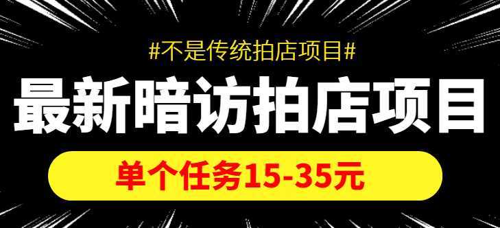 最新暗访拍店信息差项目，单个任务15-35元