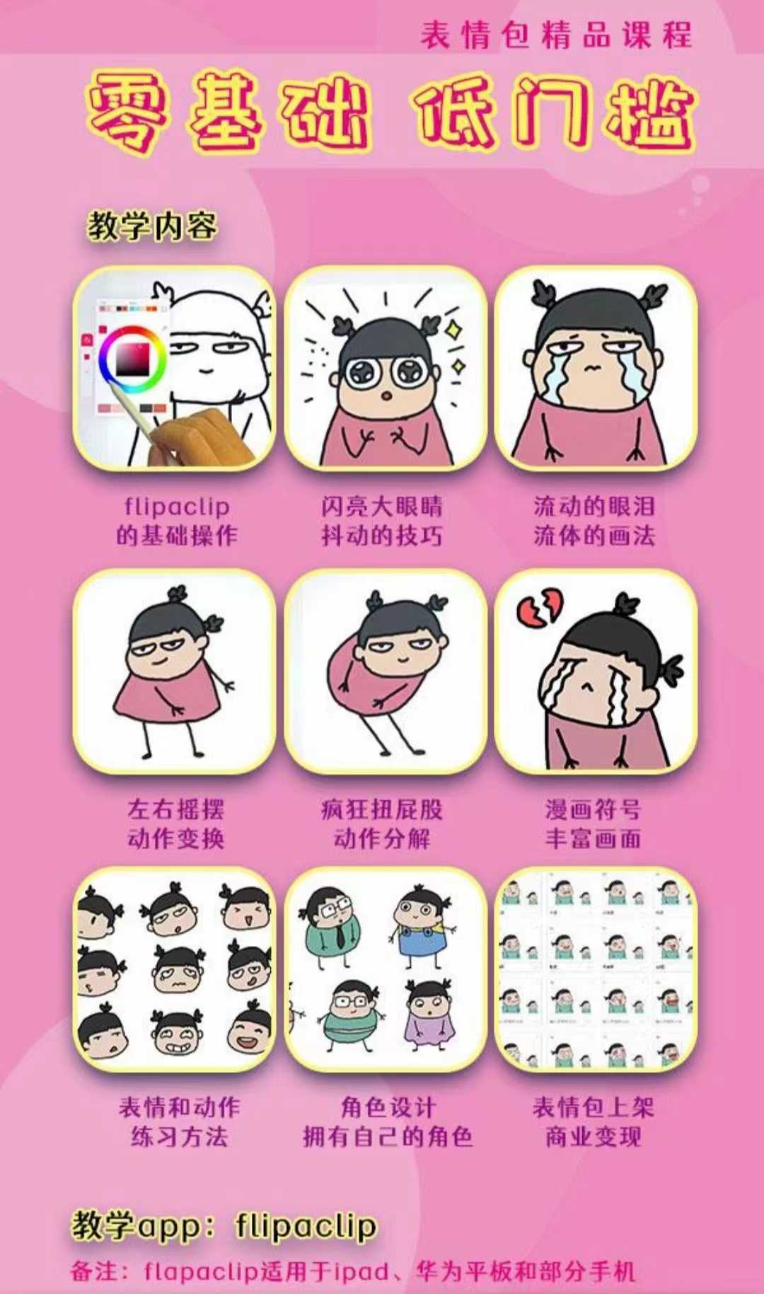 零基础低门槛学习表情包制作教程-flipaclip制作 支持设备 手机 安卓平板 ipad