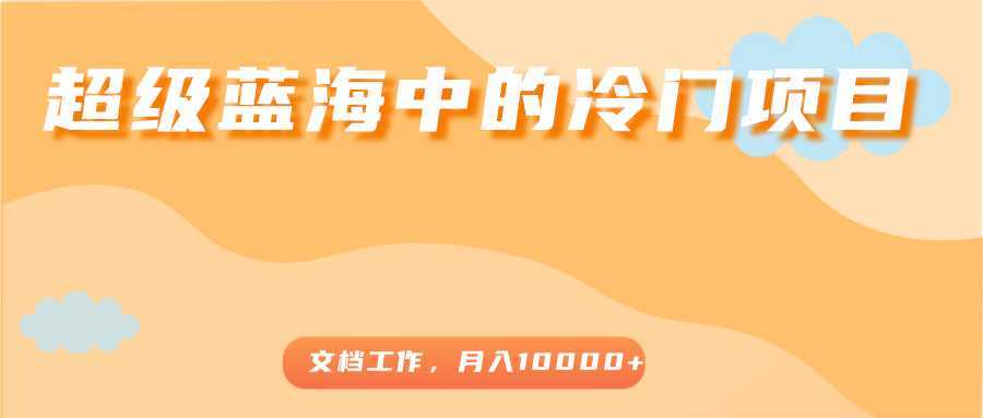 超级蓝海中的冷门项目，文档工作，好玩又赚钱，月入10000+