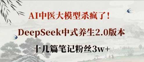 AI中医大模型杀疯了！DeepSeek中式养生2.0版本，十几篇笔记粉丝3w+