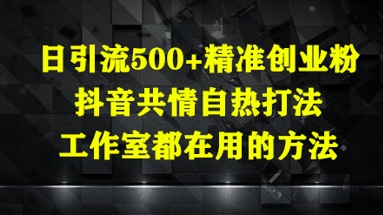 日引流500+精准创业粉，抖音共情自热打法，工作室都在用的方法