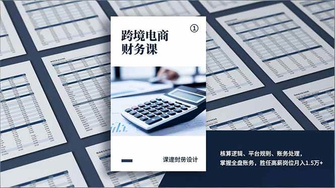 跨境电商财务课，核算逻辑、平台规则、账务处理，掌握全盘账务，胜任高薪岗位月入1.5万+