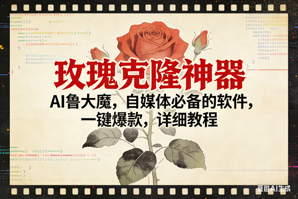 玫瑰克隆神器，ai鲁大魔，自媒体必备，一键爆款，详细使用教程