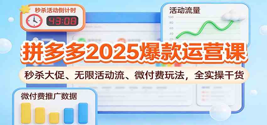 拼多多2025爆款运营课：秒杀大促、无限活动流、微付费玩法，全实操干货