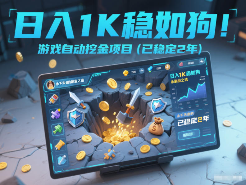 日入1K稳如狗！游戏自动挖金项目，永不失业的副业之选【揭秘】