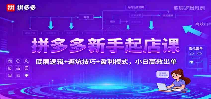 拼多多新手起店课：底层逻辑+避坑技巧+盈利模式，小白高效出单