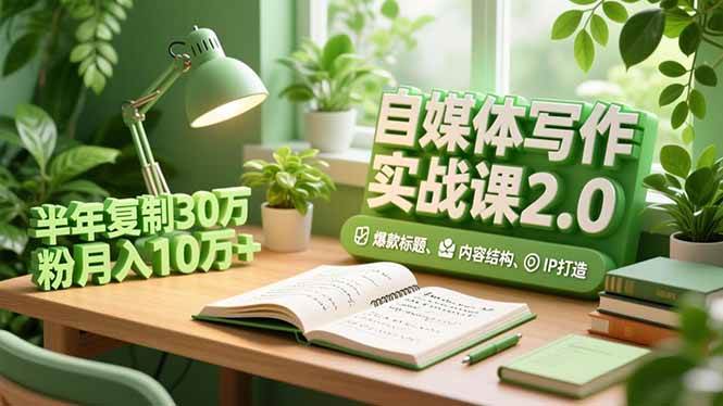 自媒体写作实战课2.0，爆款标题、内容结构、IP打造，半年复制30万粉月入10万+