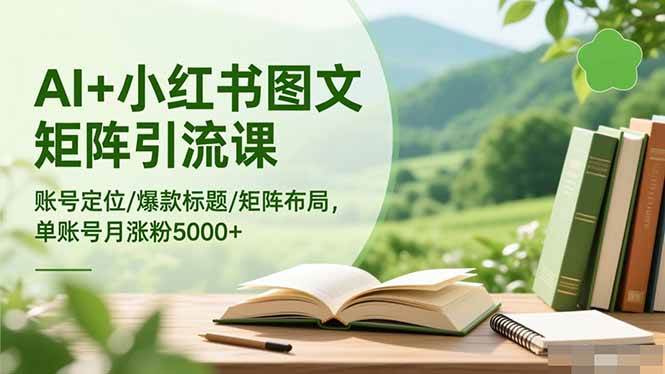 AI+小红书图文矩阵引流课:账号定位/爆款标题/矩阵布局/单账号月涨粉5000+