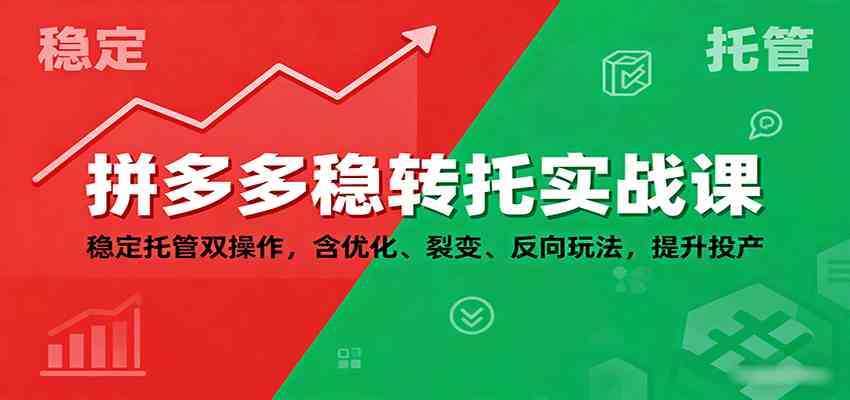 拼多多稳转托实战课：稳定托管双操作，含优化、裂变、反向玩法，提升投产