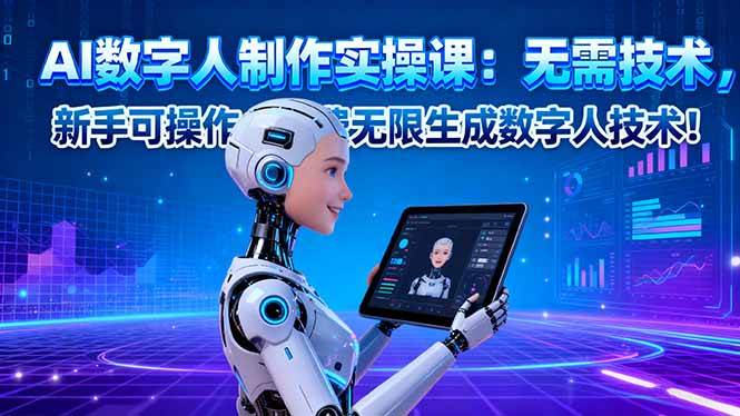 AI数字人制作实操课：无需技术，新手可操作，免费无限生成数字人技术！