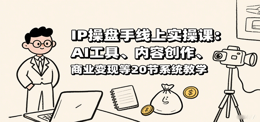 IP操盘手线上实操课：AI工具、内容创作、商业变现等20节系统教学