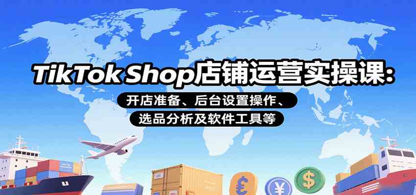 TikTok Shop店铺运营实操课：开店准备、后台设置操作、选品分析及软件工具等