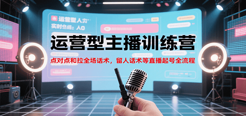 运营型主播训练营，点对点和拉全场话术，留人话术等直播起号全流程