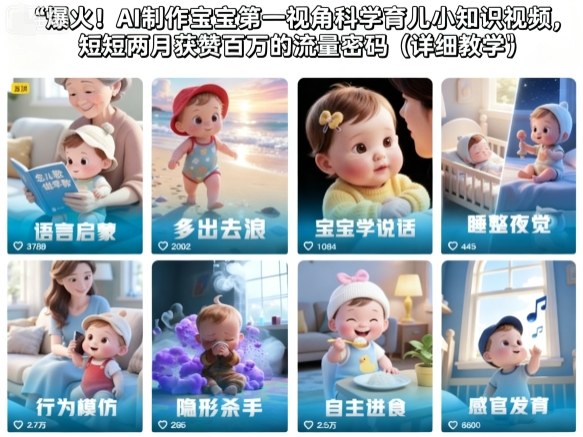 爆火！AI制作宝宝第一视角科学育儿小知识视频，短短两月获赞百万的流量密码