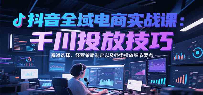 抖音全域电商实战，千川投放技巧，赛道选择、经营策略制定以及各类投放细节要点