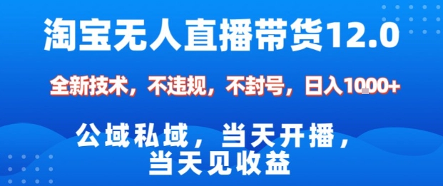 淘宝无人直播12.0，公域私域技术，不封号，不违规布局双十一流量风口，日入1k【揭秘】