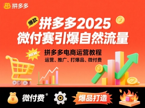 拼多多2025微付费引爆自然流量，拼多多电商运营教程，运营、推广、打爆品、微付费