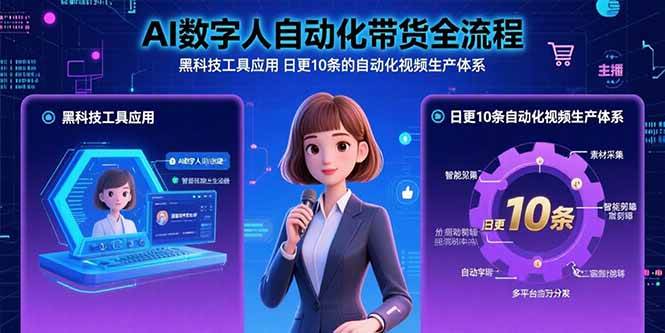 AI数字人自动化带货全流程：黑科技工具应用 日更10条的自动化视频生产体系
