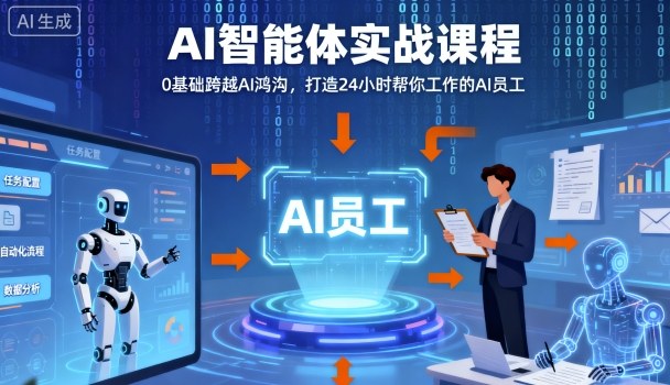 Ai智能体实战课程，0基础跨越Ai鸿沟，打造24小时帮你工作的Ai员工，打破常规，以实战定义Ai