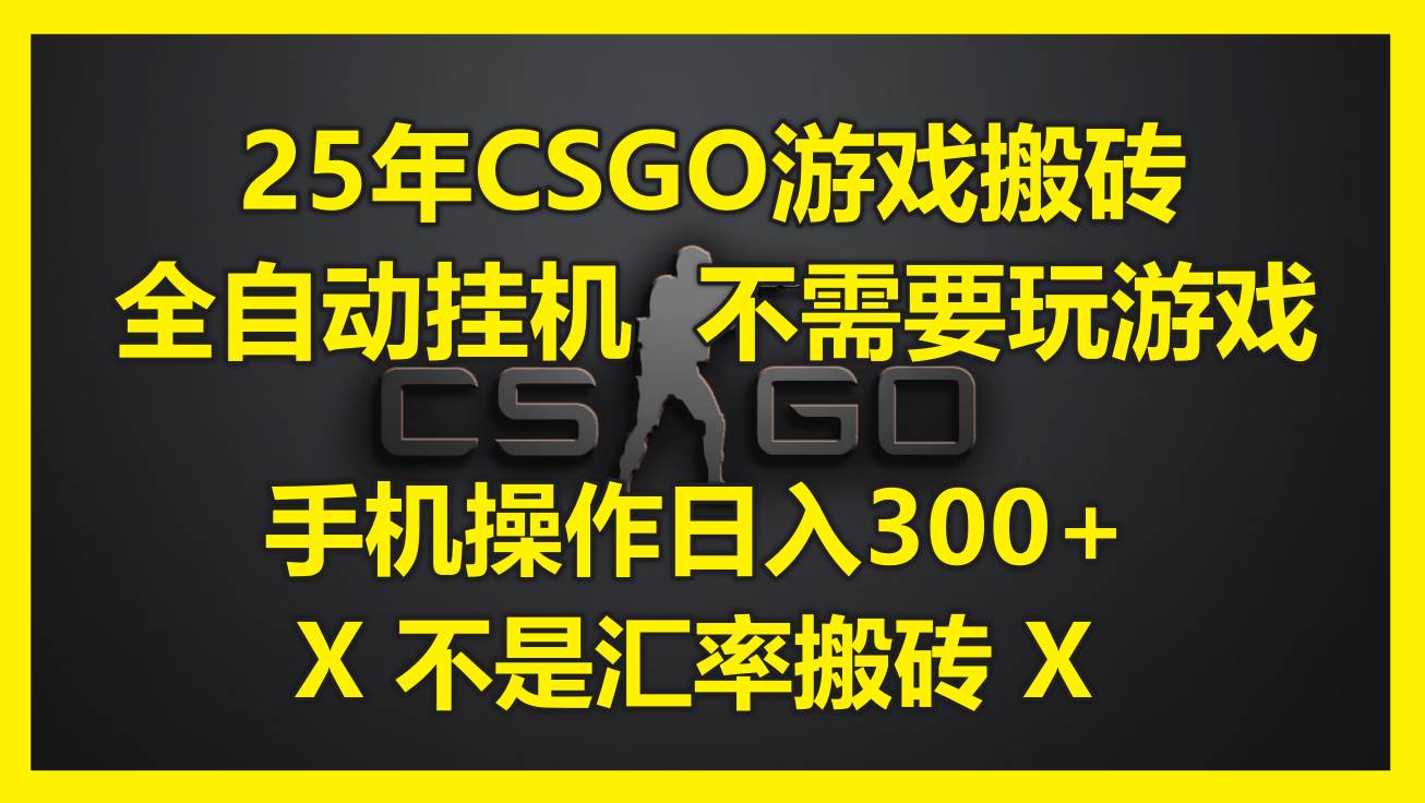 25年CSGO游戏搬砖，全自动挂机，不需要玩游戏，手机操作日入300+。(不…