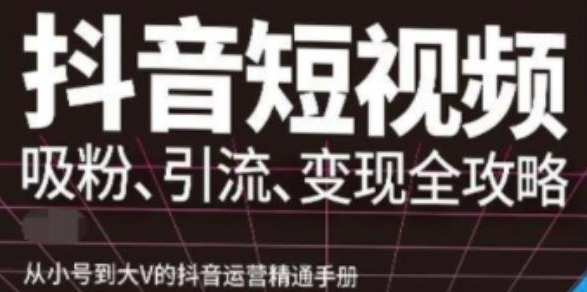 抖音视频号高级实操课程：从小号到大V的抖音运营精通手册