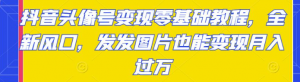 抖音头像号变现项目零基础教程：发发图片也能月入过万