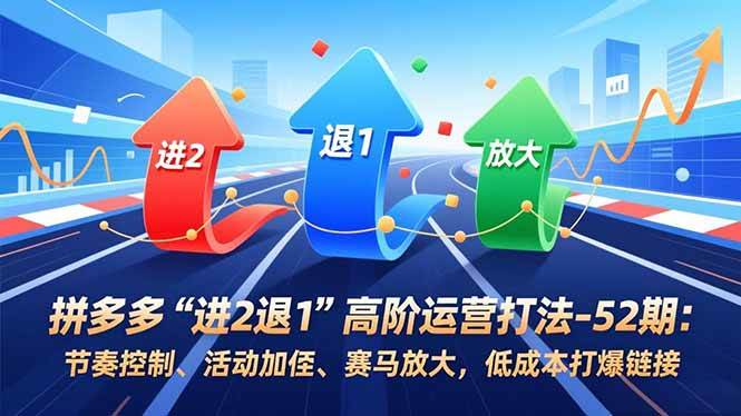 拼多多“进2退1”高阶运营打法-52期:节奏控制、活动加权、赛马放大,低成本打爆链接