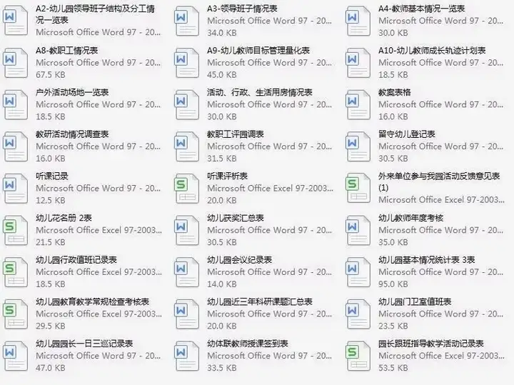 1200套幼儿园常用表格模板-幼儿园卫生保健后勤膳食安全管理幼儿测评家园联系表【电商热销806】
