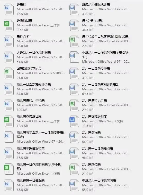 1200套幼儿园常用表格模板-幼儿园卫生保健后勤膳食安全管理幼儿测评家园联系表【电商热销806】