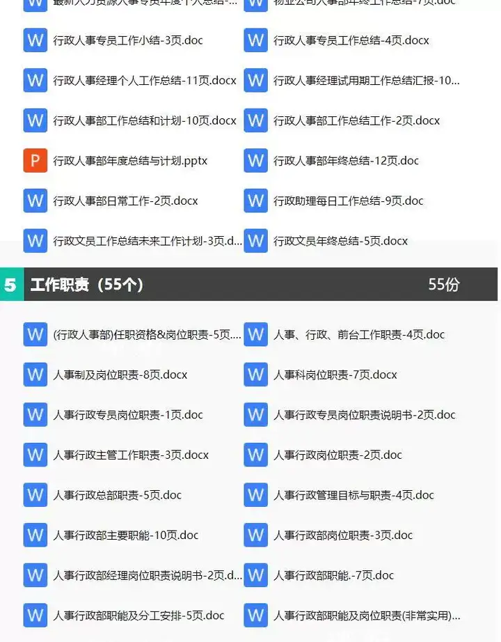 756份人事行政管理制度资料大全-工作职责表格清单员工培训工作总结电子资料文件【电商热销876】