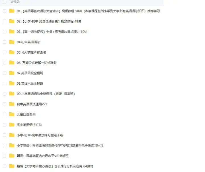 英语语法学习大全【小学+初中+高中】英语语法ppt课件合集高中初中小学英语专项训练题电子版资料【电商热销655】