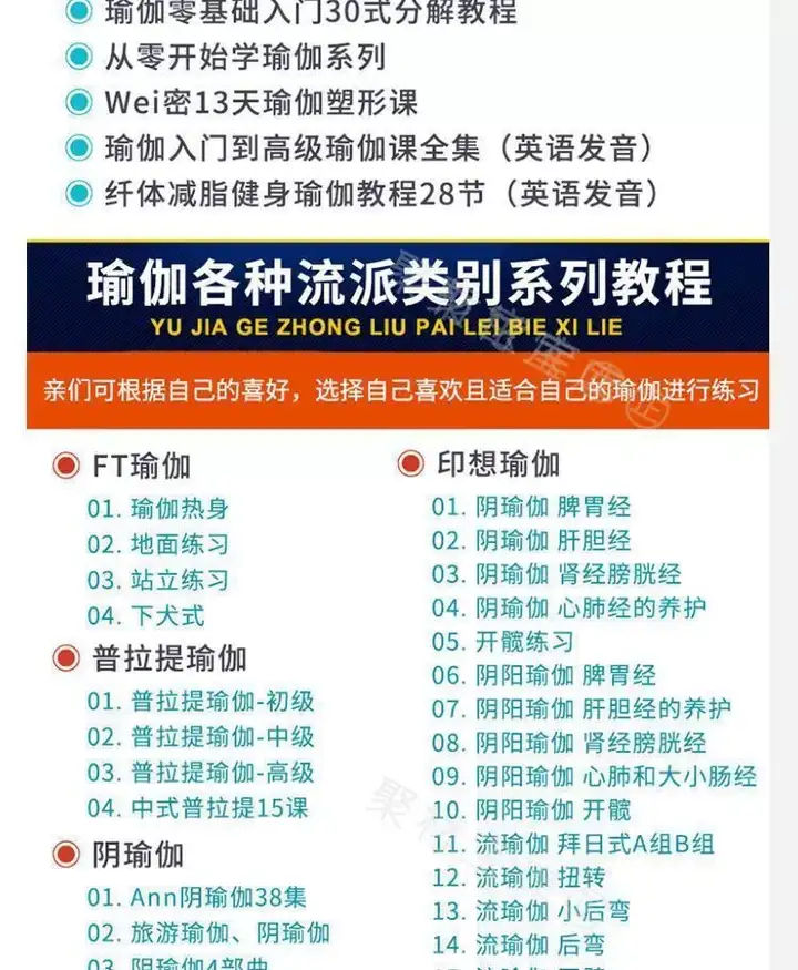 瑜伽零基础全套视频教程-瑜伽从入门到精通教学家练养生塑形减肥瘦身全套课程【电商热销622】