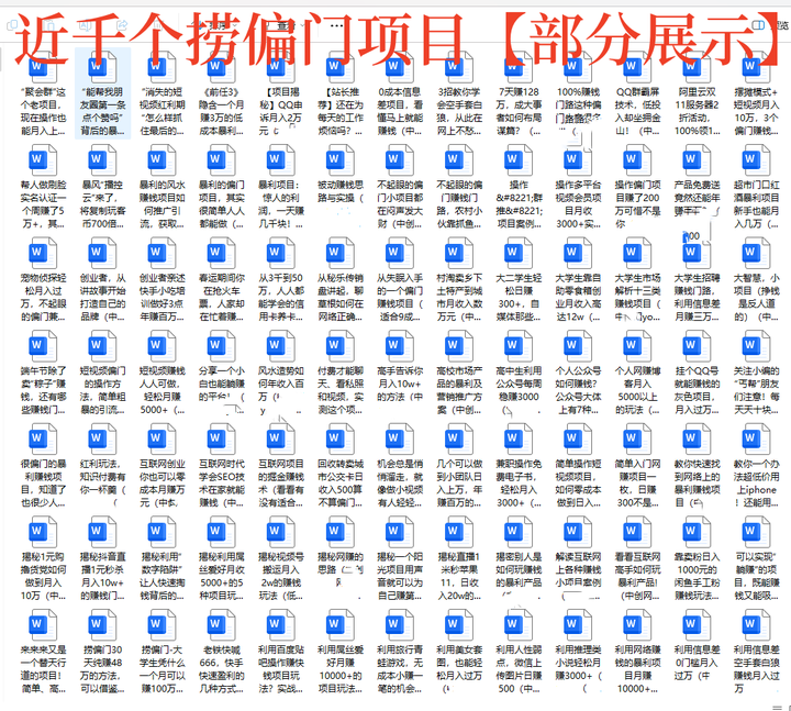1000个冷门捞偏门小本创业小项目【无水印绝密版】总有一款适合你