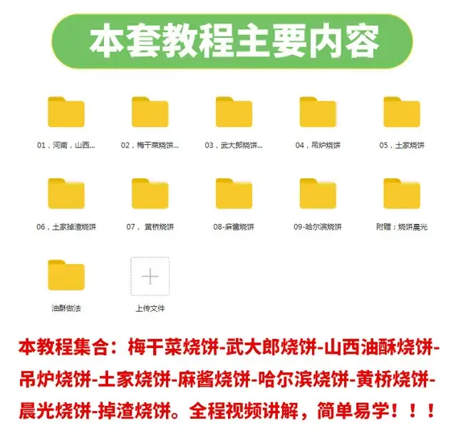 9种烧饼技术教程-烧饼技术配方教程大全梅干菜武大郎吊炉掉渣饼制作小吃摆摊创业【电商热销665】