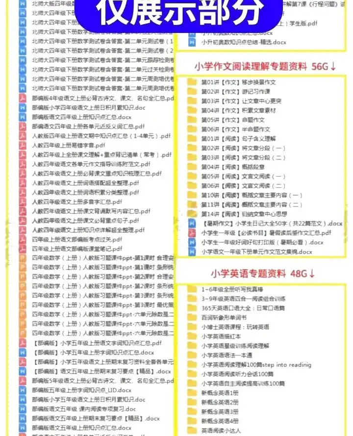 小学1~6年级全套学习资料一二三四五六年级语文数学英语电子版课程素材【电商热销397】