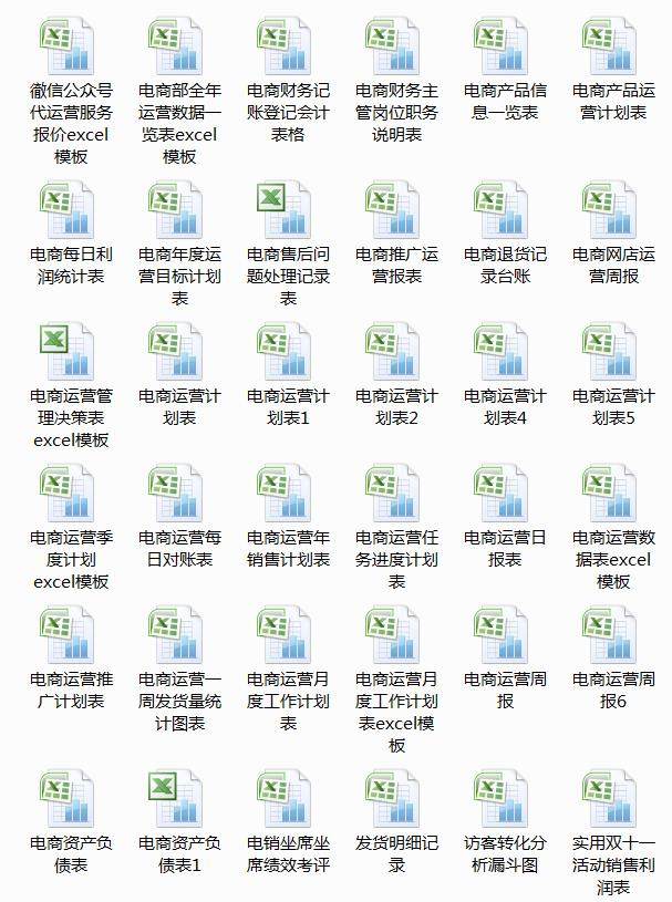 610套电商常用表格大全-电商运营管理数据分析年度报表Excel表格【电商热销993】