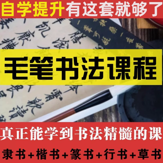 新毛笔书法教程学写软笔字网课欧体颜体楷书隶书篆行草书视频课程【电商热销583】