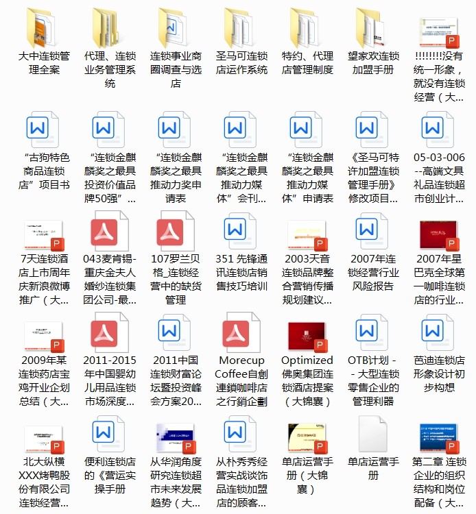 1244份连锁招商加盟资料大全-合同方案经营运营手册经营管理培训资料【电商热销979】