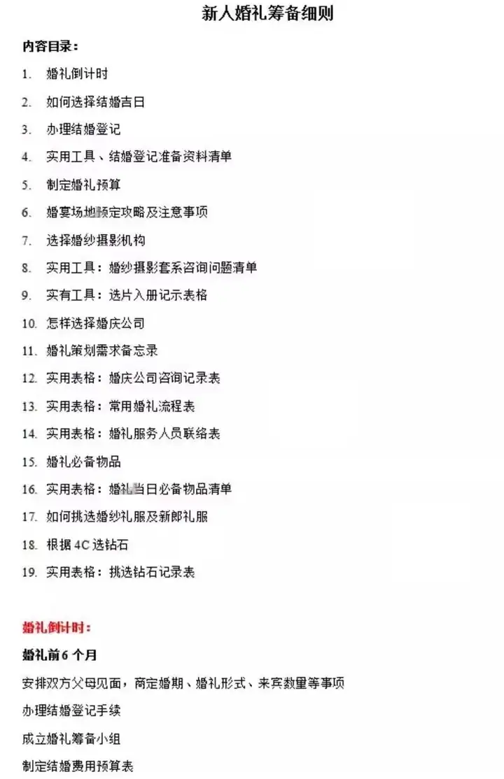 婚礼准备清单表大全【23份】-结婚发言流程安排物品清单预算筹备准备物品采购清单日程安排表格资料【电商热销45】